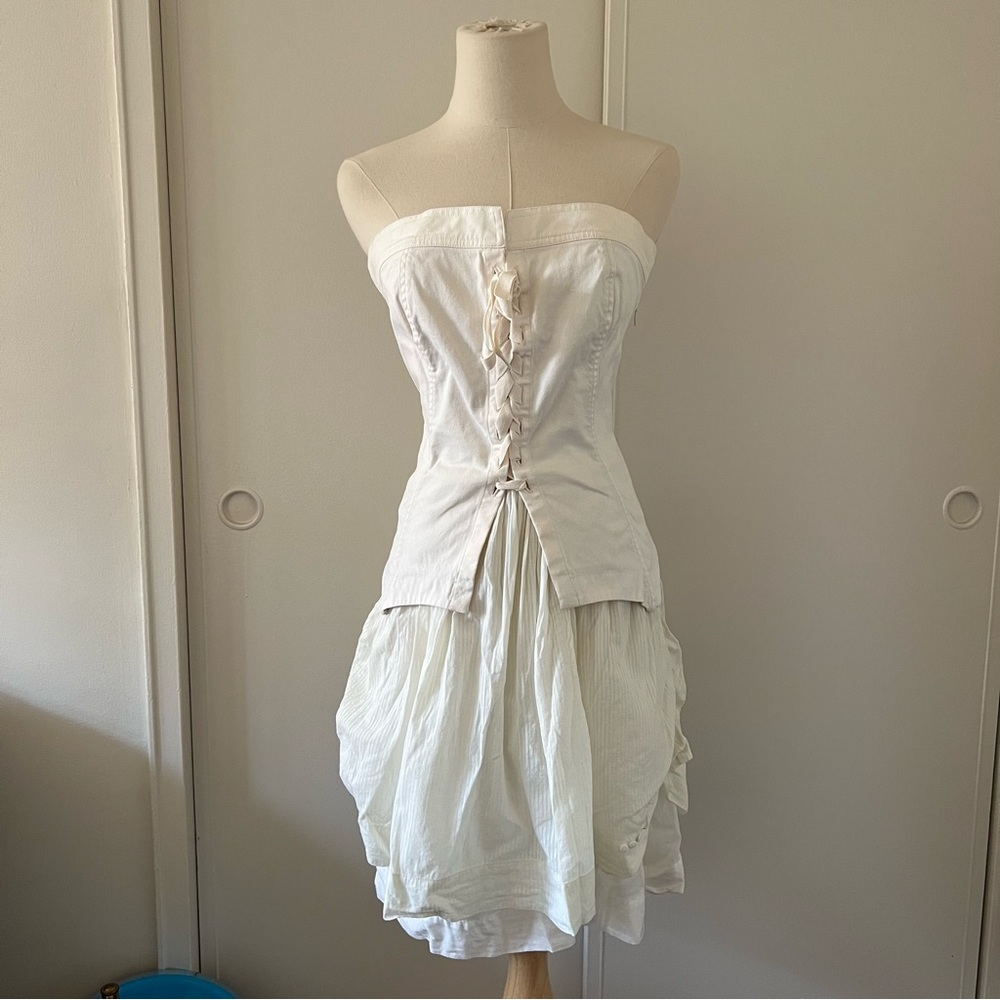 Cop Copine white cotton bustier and skirt set